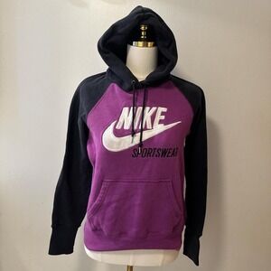 Y2K Nike Purple Black Pullover Hoodie Size Women's Large